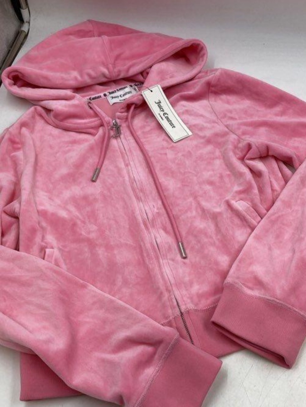 Juicy Couture Pink Velour Hoodie & Sweatpants Tracksuit Set Women's Size L NWT